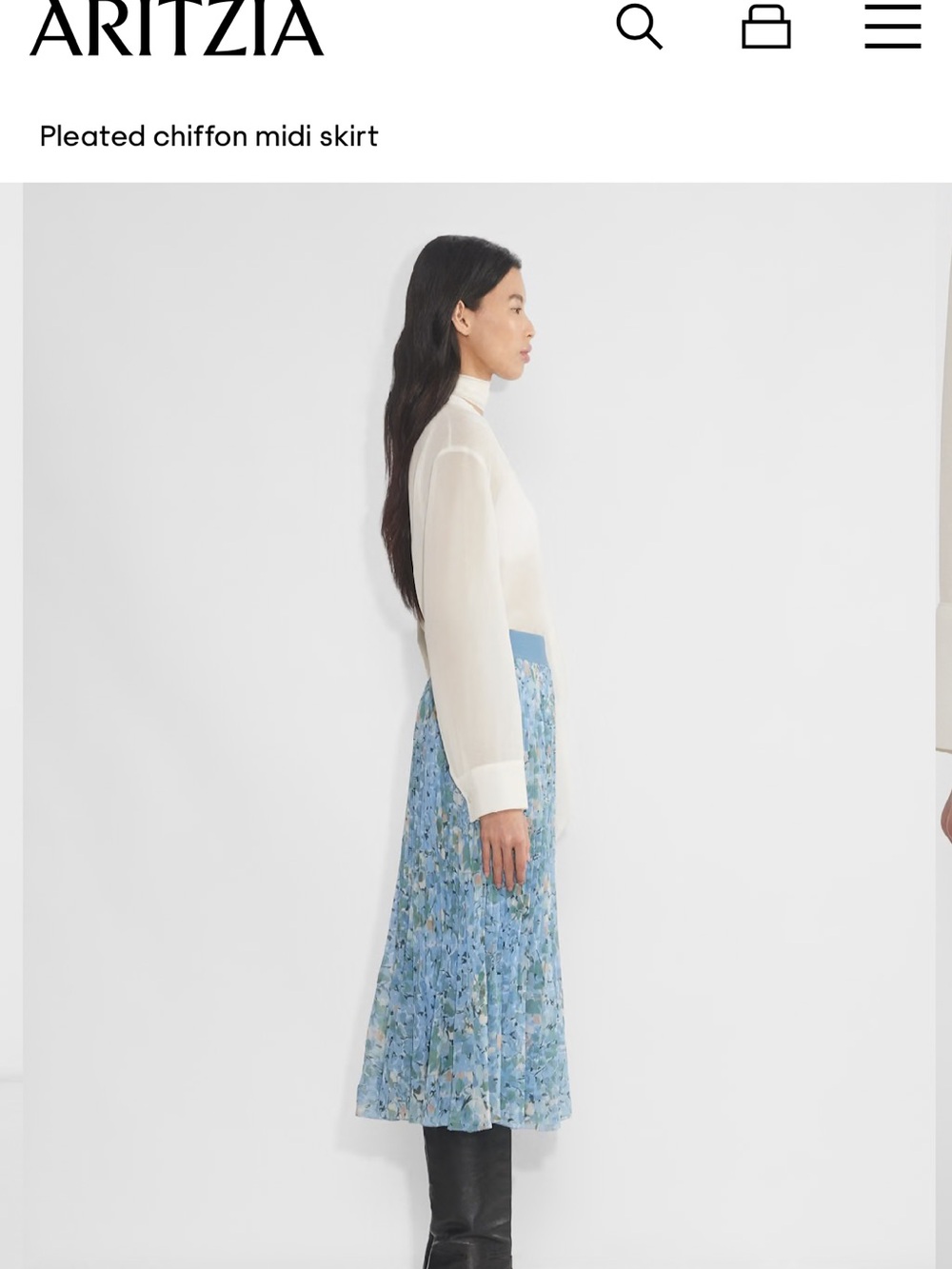 Aritzia Wilfred Twirl Midi Skirt Blue size XL in Cornflower